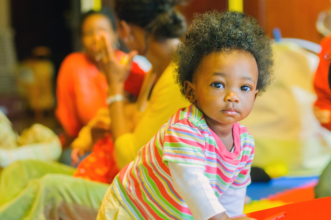 African American female child in playroom