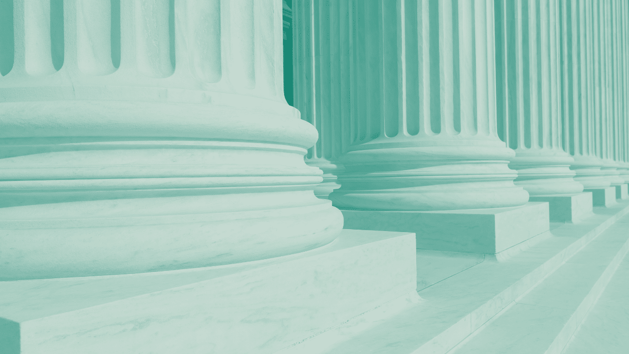 Supreme Court steps with light green and teal color overlay