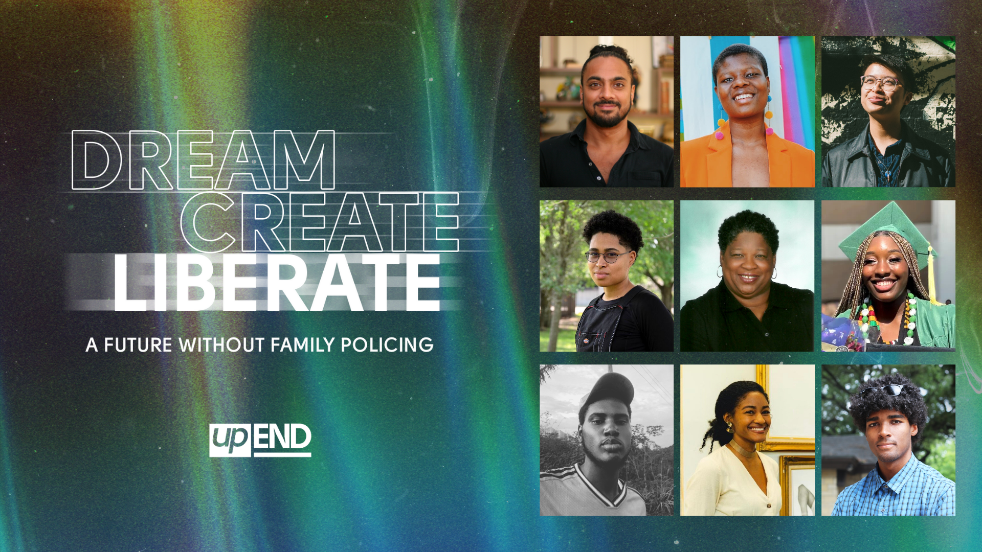 Dream Create Liberate title is accompanied by a grid of photos of the winning artists.