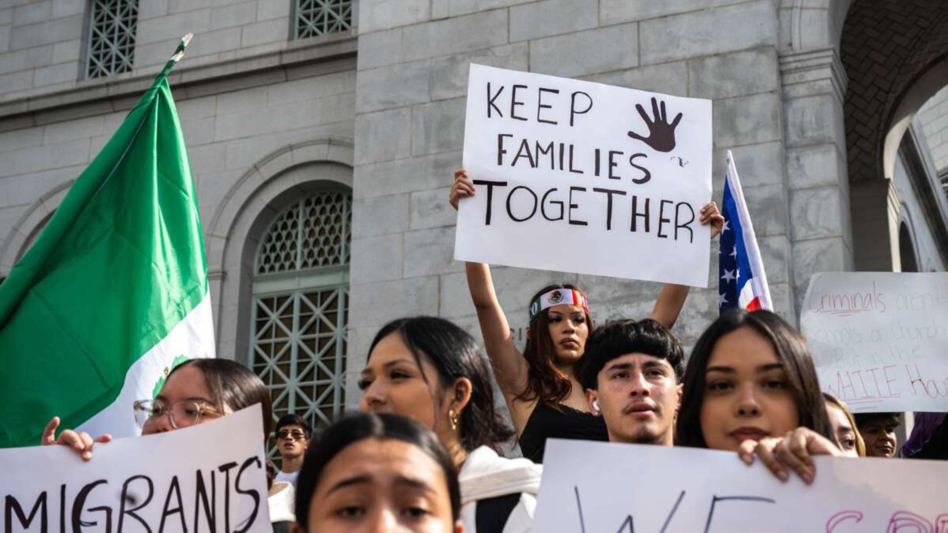 Students walk out of class in protest of Donald Trump's immigration policies on February 4, 2025, at Los Angeles City Hall. SARAH REINGEWIRTZ / MEDIANEWS GROUP / LOS ANGELES DAILY NEWS VIA GETTY IMAGES