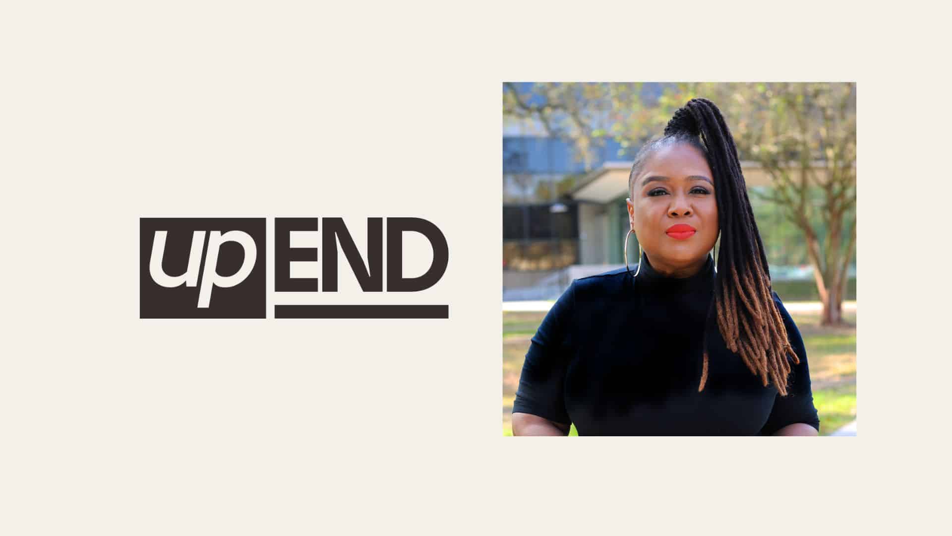 The upEND logo beside the staff photo of Josie Pickens.