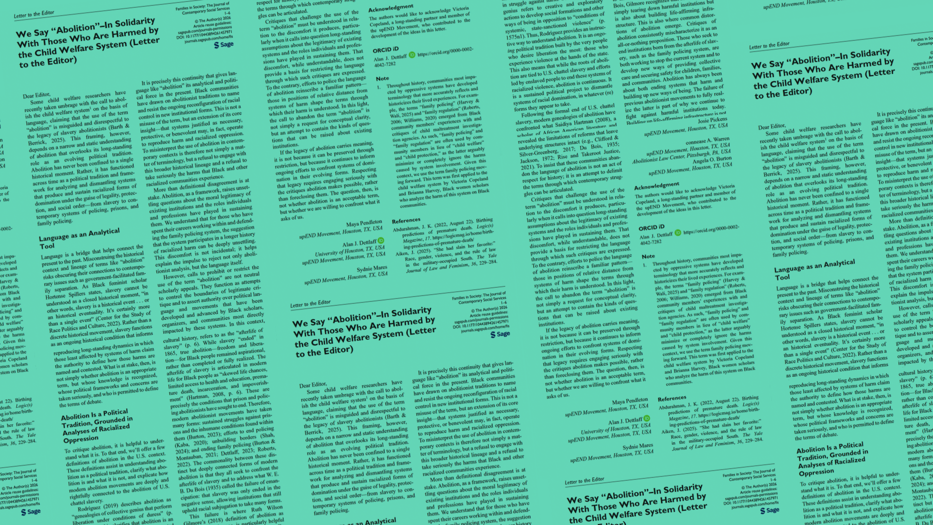 Screenshots of the journal article “We Say Abolition"
